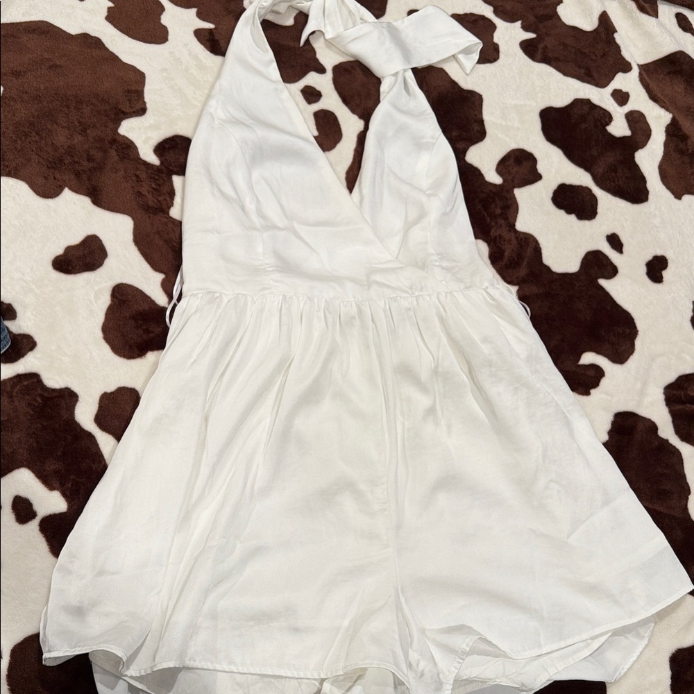 Blue Blush White Halter Jumpsuit